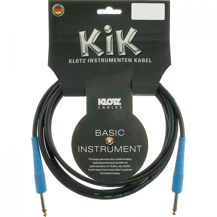 Klotz KIK 3m Jack Guitar Cable with Blue Sleeves