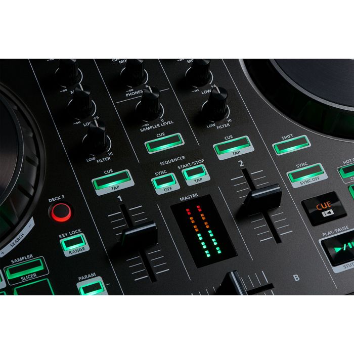 Roland DJ-202 DJ Controller Faders Closeup