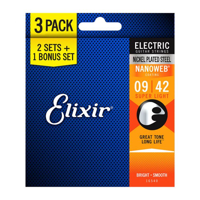 Elixir Super Light Nano Electric Guitar Strings 3 for 2