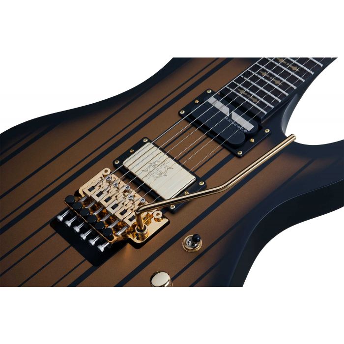 Schecter Synyster Custom-S Signature Guitar in Satin Gold Burst Pickups and Floyd Rose