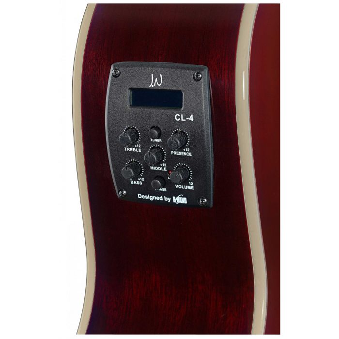 JN Guitars Bessie Electro-Acoustic Guitar Transparent Red Burst CL-4
