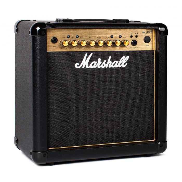 Marshall MG15GFX Guitar Combo Amplifier in Black and Gold Angle