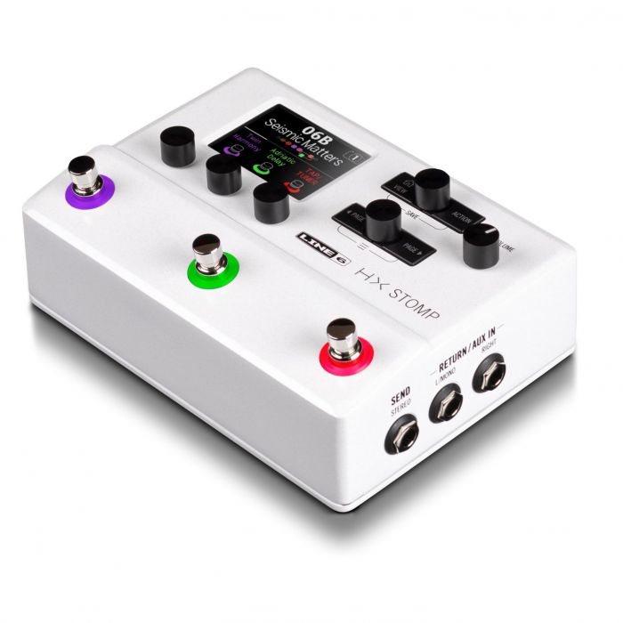 Right Angled View of Line 6 HX Stomp Limited Edition White Version