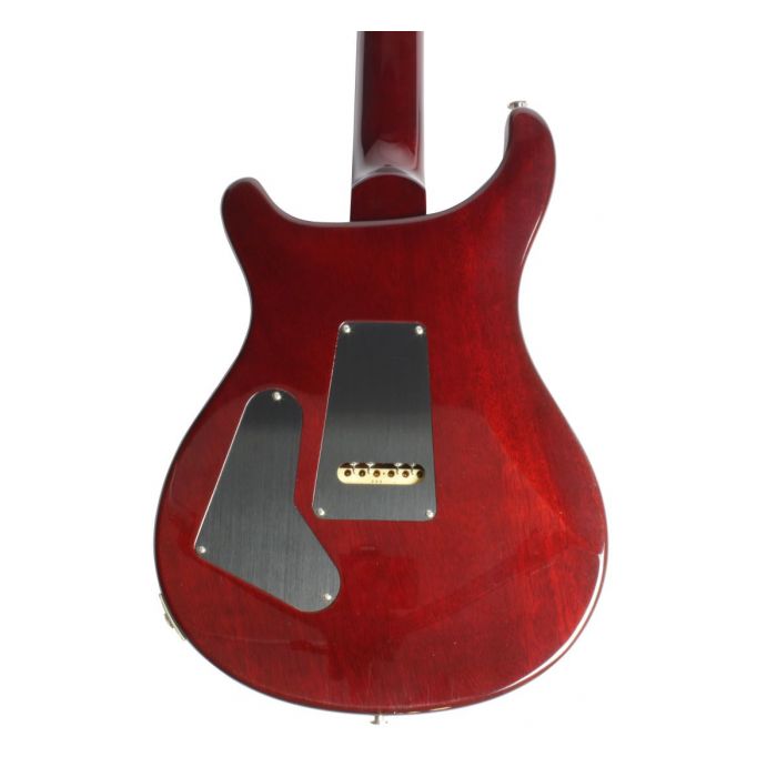 Rear view of the body on a PRS Custom 24 Flame Maple Guitar, Fire Red
