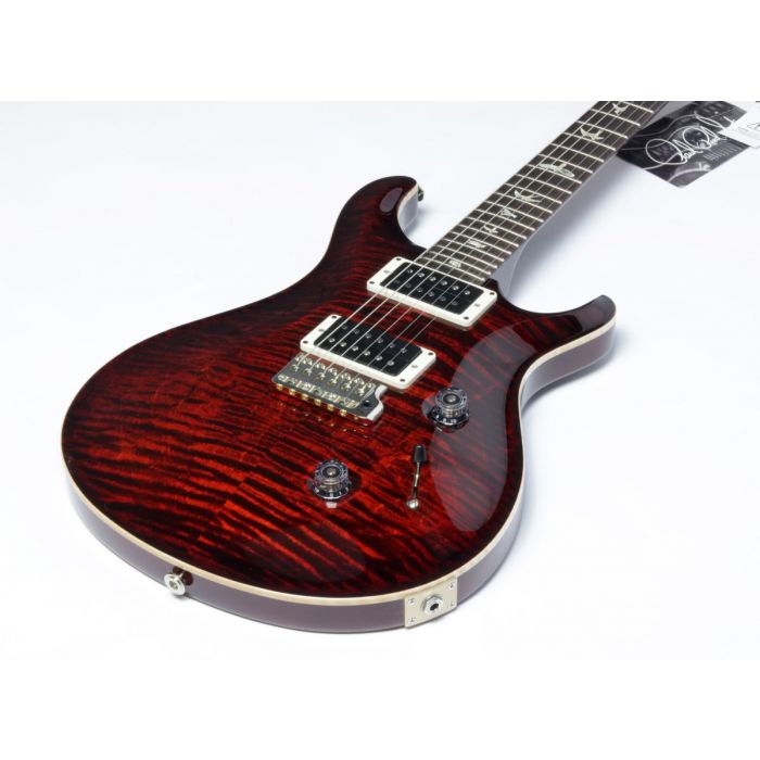 Front angled view of a PRS Custom 24 Flame Maple Guitar, Fire Red