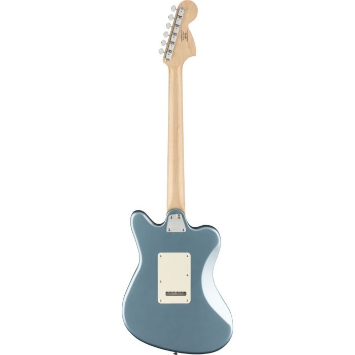 Full rear view of a Squier Paranormal Super-Sonic Guitar, Ice Blue Metallic