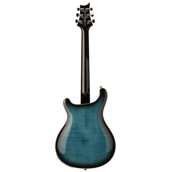 Full rear view of a PRS SE Hollowbody II Piezo Guitar, Peacock Blue Smokeburst
