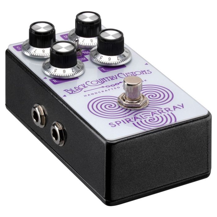 Right angled front-facing view of a Laney Black Country Customs Spiral Array Chorus Pedal