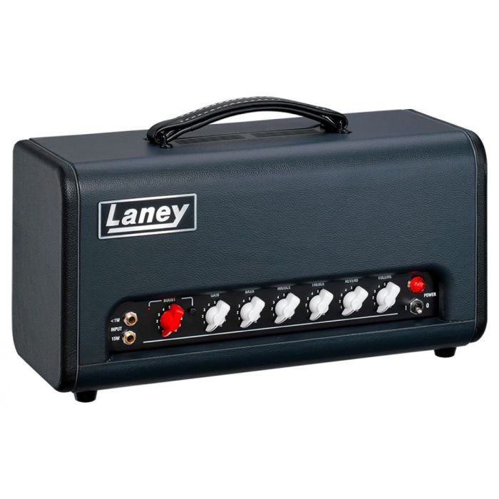 Front left angled view of a Laney CUB Series SUPERTOP 15 Watt Guitar Valve Head