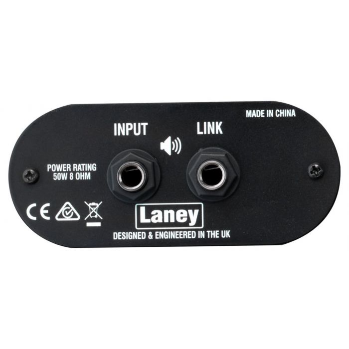 Closeup of the inputs on a Laney CUB Series CUB112 1x12 Guitar Speaker Cabinet