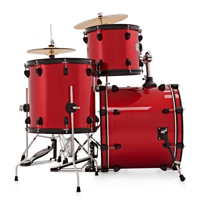 Natal EVO 20" Fusion Drum Kit in Red with Hardware and Cymbals Side View