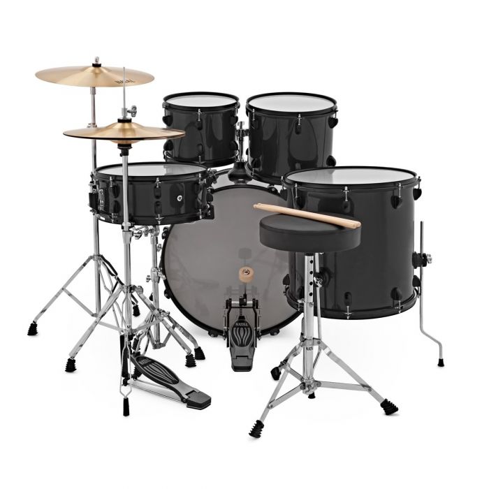 Natal EVO 22" Drum Kit in Black with Hardware and Cymbals Drummer's View