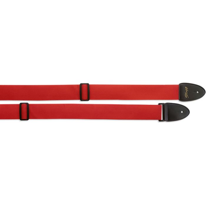 Code Braided Nylon Guitar Strap Red with Leather Ends