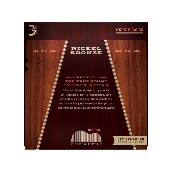 D’Addario Nickel Bronze Medium Acoustic Guitar Strings Rear