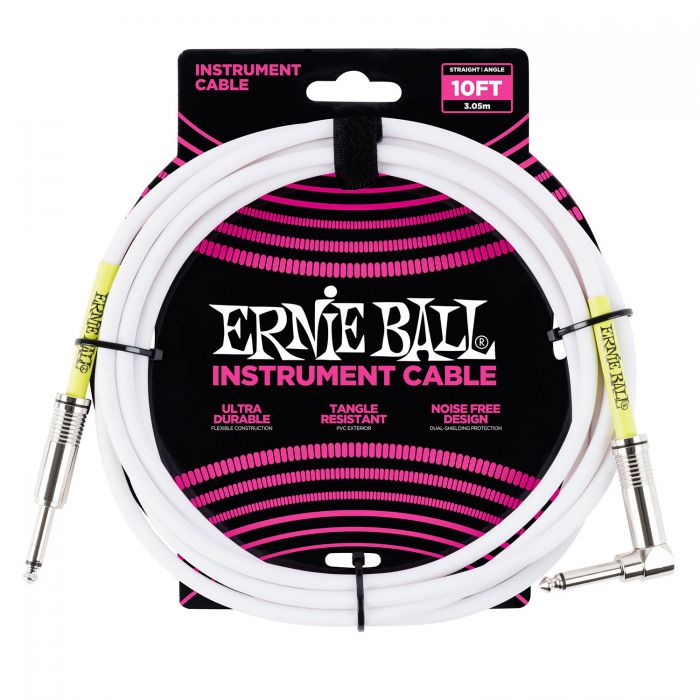 Ernie Ball 10ft Instrument Cable S-A White