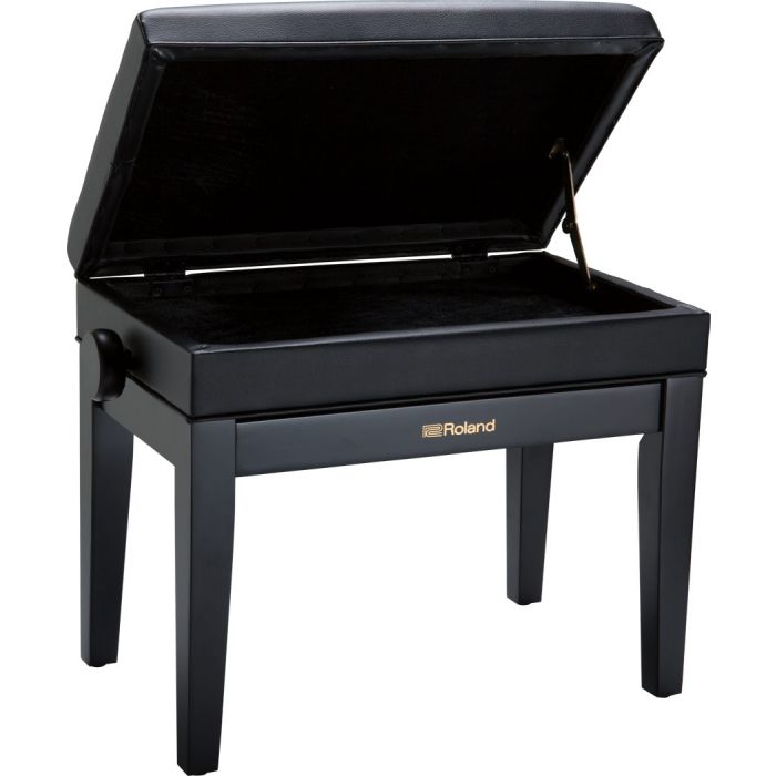 Roland RPB-400 Adjustable Height Piano Bench with Storage Satin Black Open