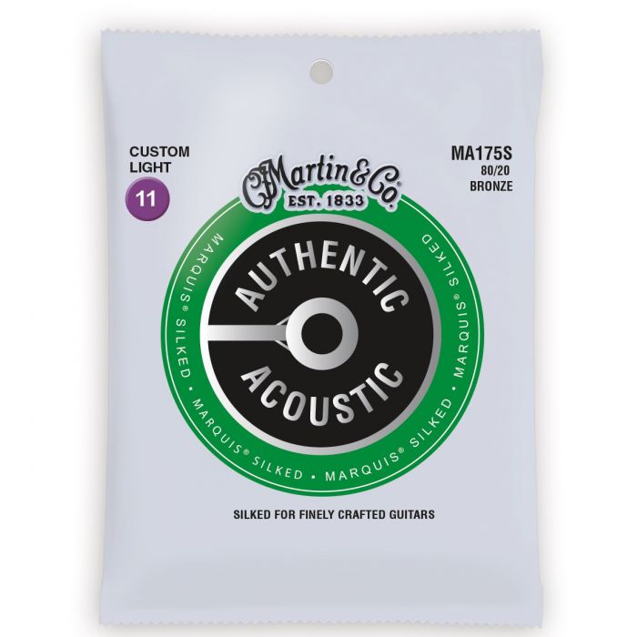 Martin Authentic Acoustic Marquis Silked 80/20 Bronze Custom Light Guitar Strings