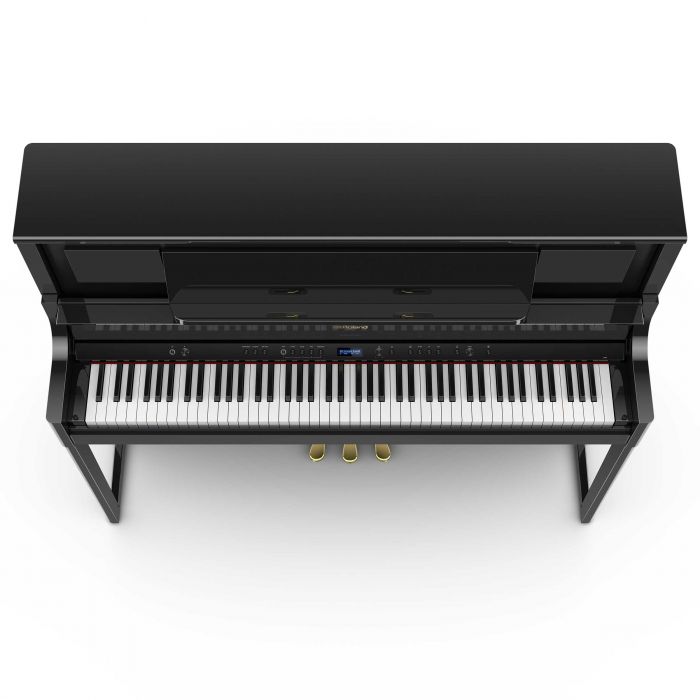 Roland LX708 Digital Home Piano Polished Ebony From Above with Cabinet Closed