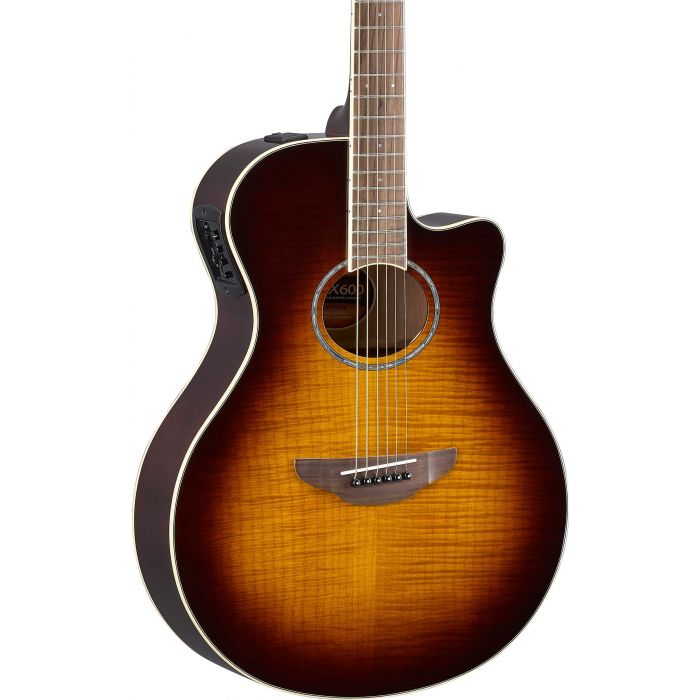 Yamaha APX600 Flame Maple Top Tobacco Brown Sunburst Body