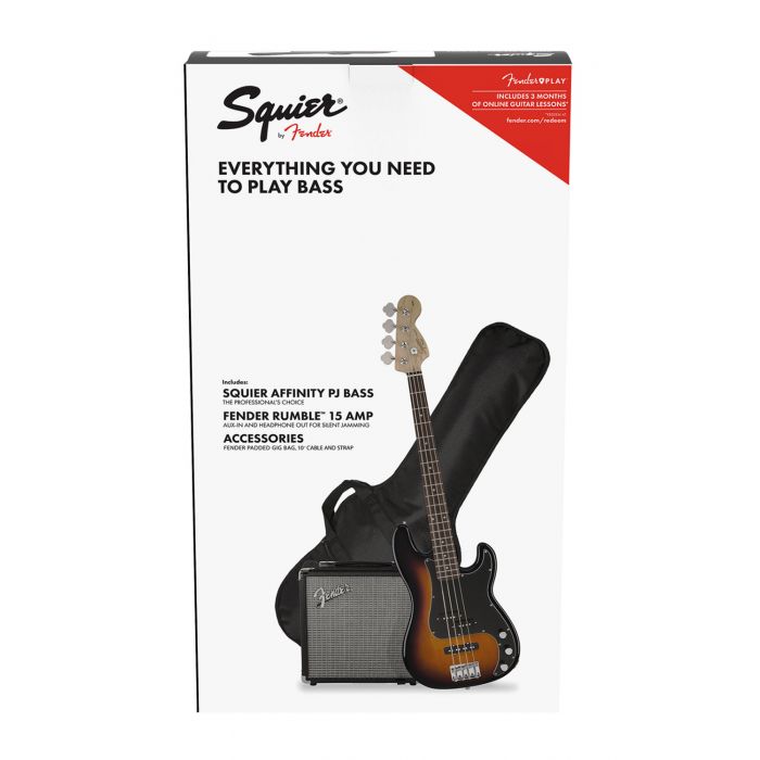 Squier Affinity Precision Bass PJ Pack Brown Sunburst with Padded Gig Bag