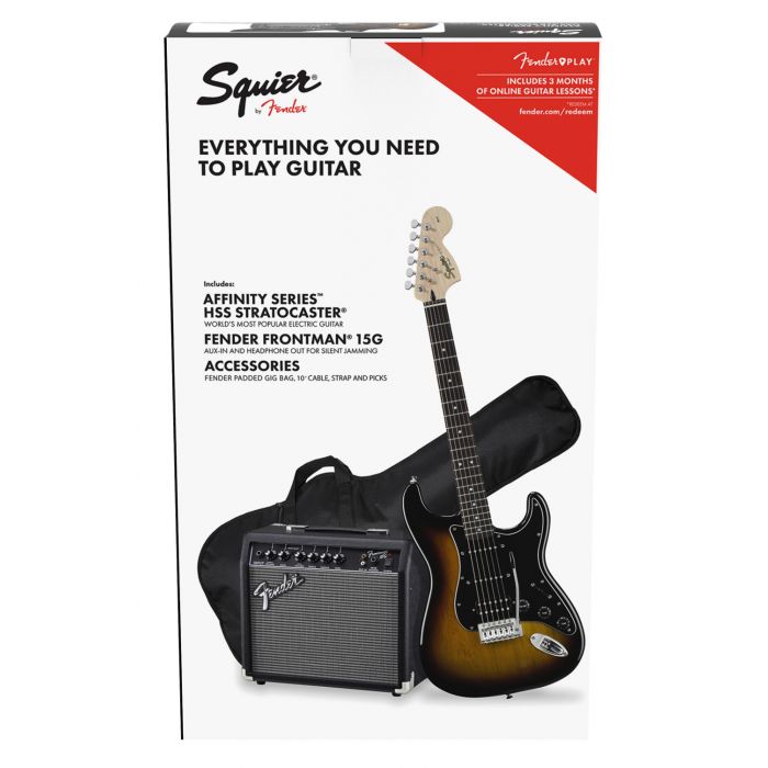 Squier Affinity Series Stratocaster HSS Pack Brown Sunburst Starter Pack 1