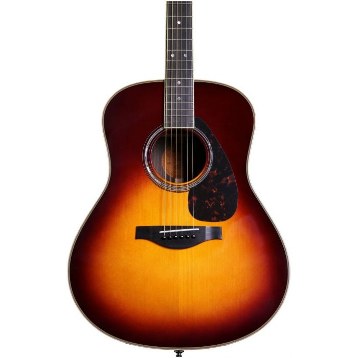 Yamaha LL16BSARE Acoustic Guitar, Brown Sunburst front closeup
