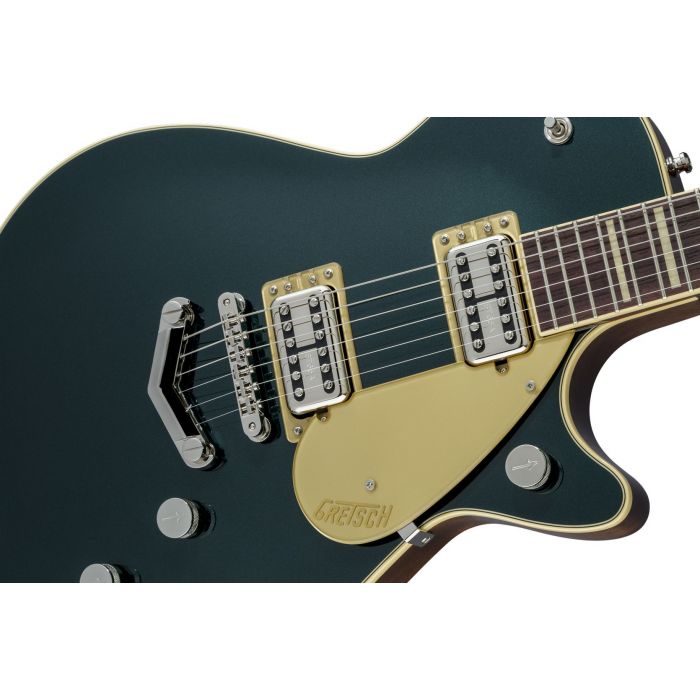 Gretsch G6228 Players Edition Jet BT V-stoptail Cadillac Green front closeup