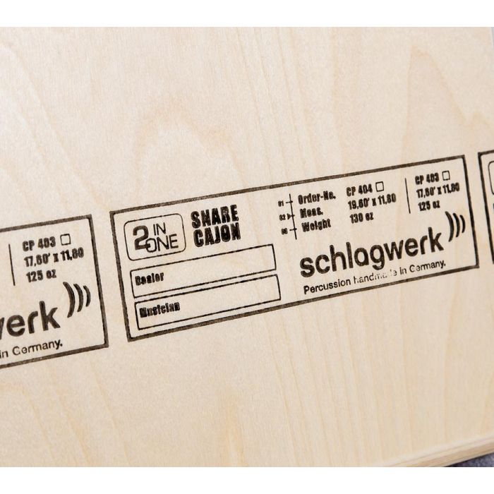 Schlagwerk 2inOne CP404 Snare Cajon Large Made in Germany Label
