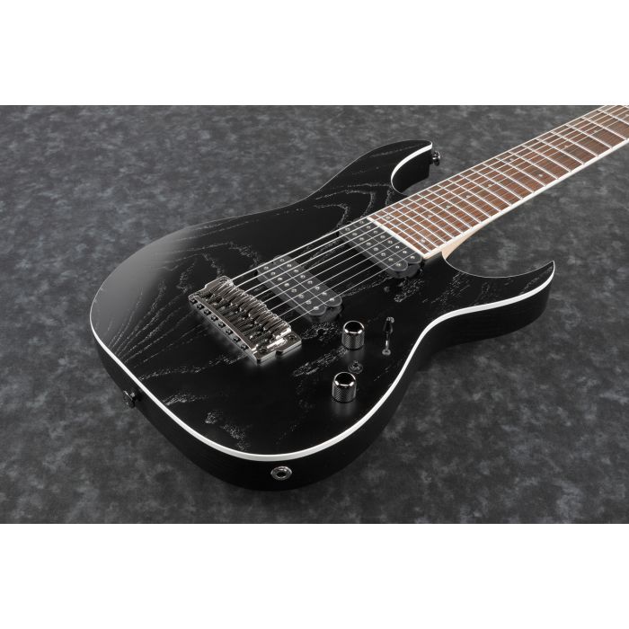 Ibanez RG5328-LDK 8 String RG Guitar Black frotn angle