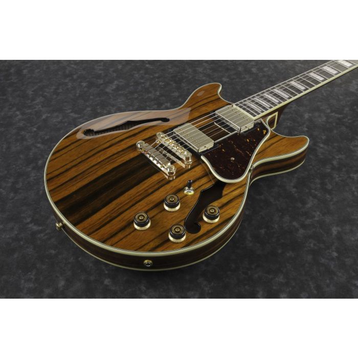 Ibanez Artcore Expressionist Macassar Ebony Semi Hollow Guitar AM93ME NT front angle