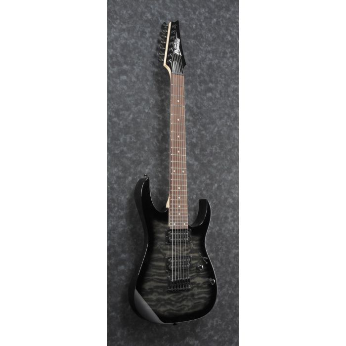 Ibanez GRG7221QA 7-String Guitar Transparent Black Sunburst front tilt