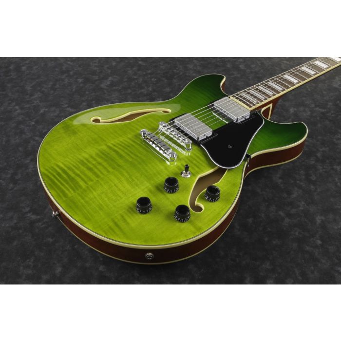Ibanez Artcore Semi-Hollow AS73 Green Valley Gradation front angle