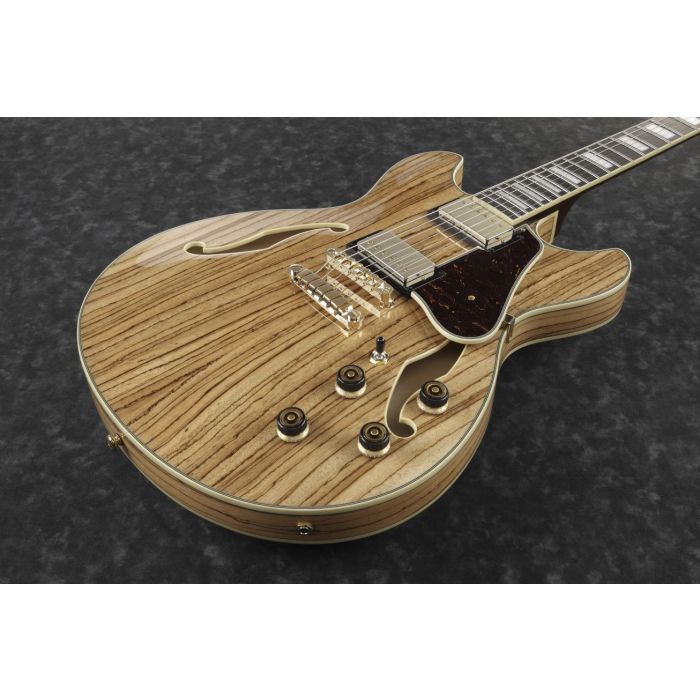 Ibanez Artcore Expressionist Semi-Hollow AS93 Zebrawood Natural front angle