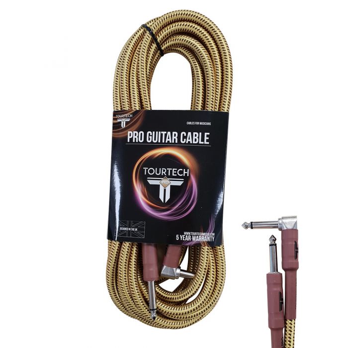 TOURTECH Pro Straight to Angled Braided Tweed 20ft Guitar Cable