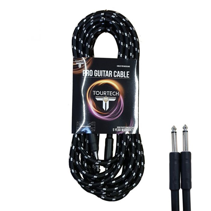 TOURTECH Pro Braided Black and Grey 20ft Guitar Cable
