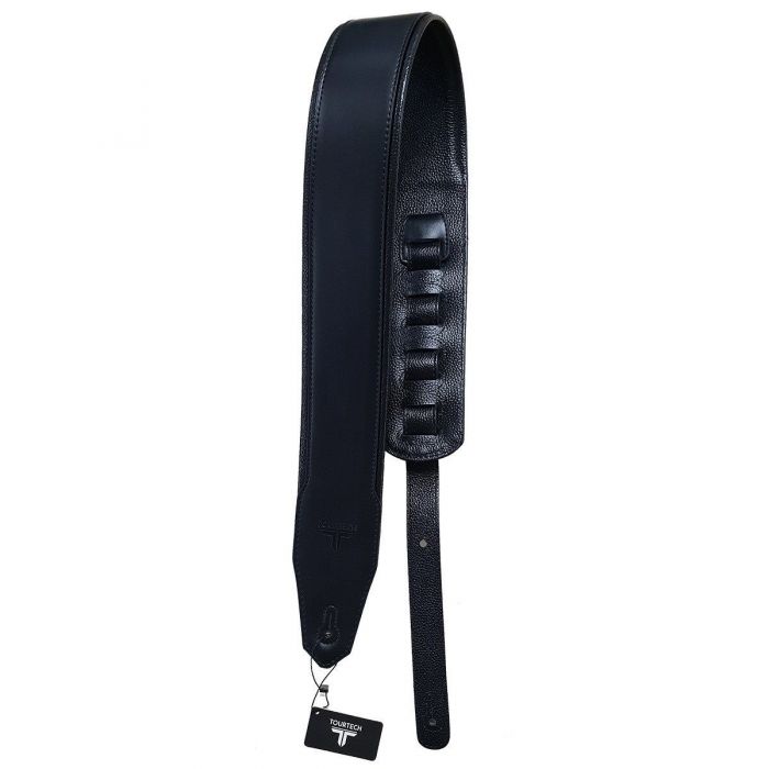 TOURTECH TT- SPL40BLK Leather Style Black Guitar Strap