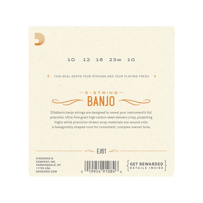 D'Addario EJ61 Medium 5-String Banjo Strings 10-23