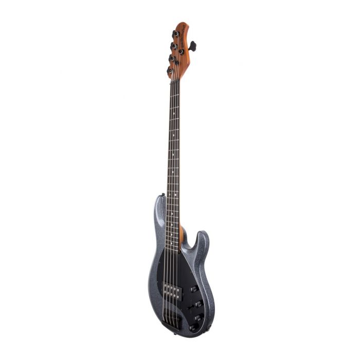 5-string Music Man StingRay Special bass tilted at an angle