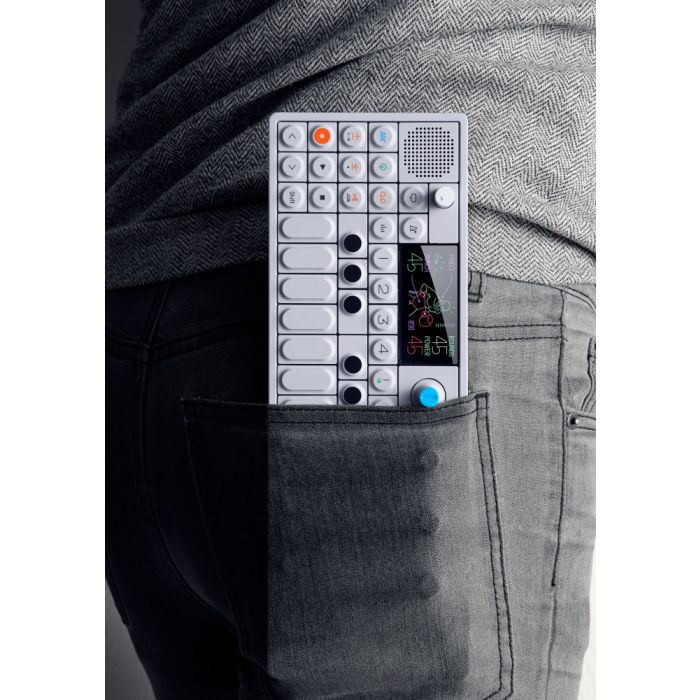 The OP-1 portable synth in somebody's back pocket.