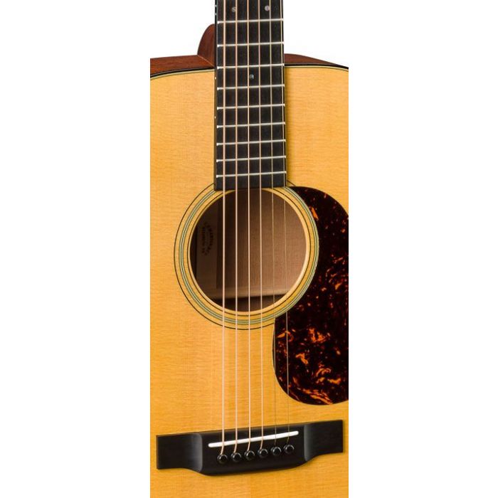 A Close Up Of The Martin 00-18, Showing the Old Style 18 Multi-Stripe Rosette