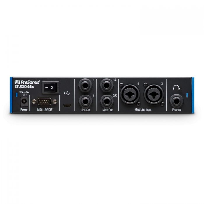 PreSonus Studio 68c Audio Interface Rear Showing Various Inputs and Outputs