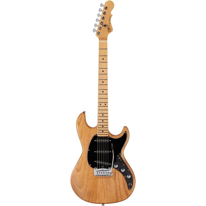 Full frontal view of a G&L CLF Research Skyhawk guitar in a Natural Ash finish