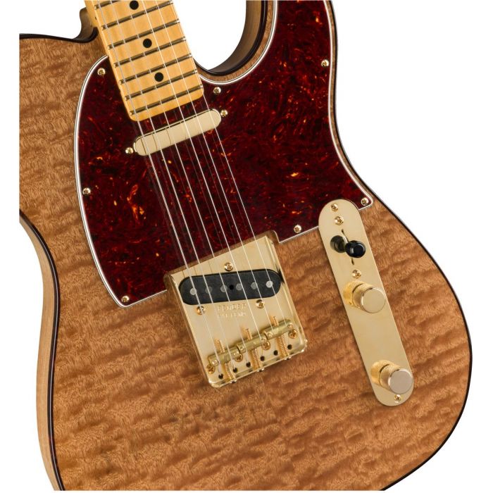 Close Up View of the Red Mahogany Top and Tortoiseshell Pickguard  of this Limited Edition Telecaster