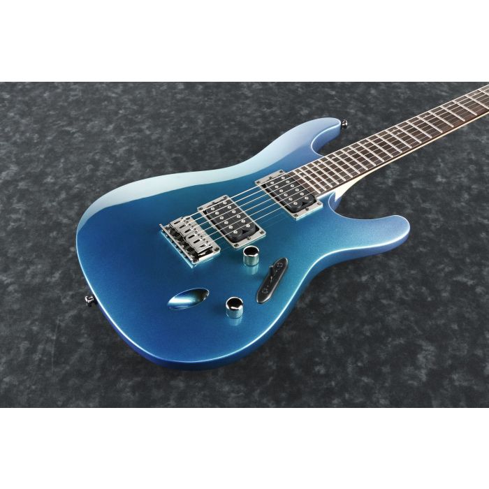Ibanez S521-OFM S Series Guitar Ocean Fade Metallic Laying Down Showing Front
