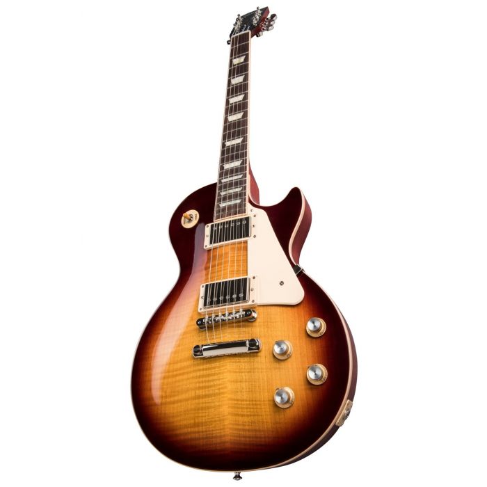 Front-angled view of a Gibson Les Paul Standard 60s guitar in Bourbon Burst