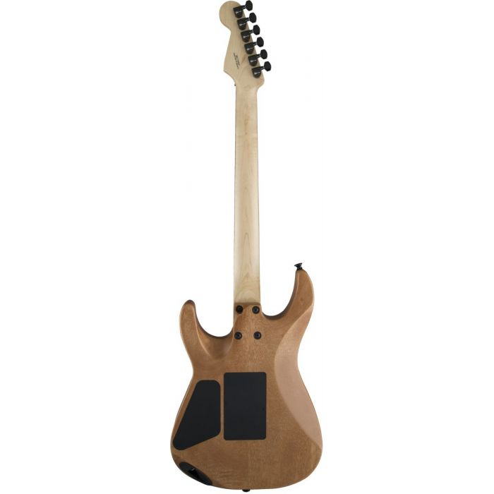 Full rear view of a Charvel Pro Mod DK24 guitar with a natural finished Okoume body