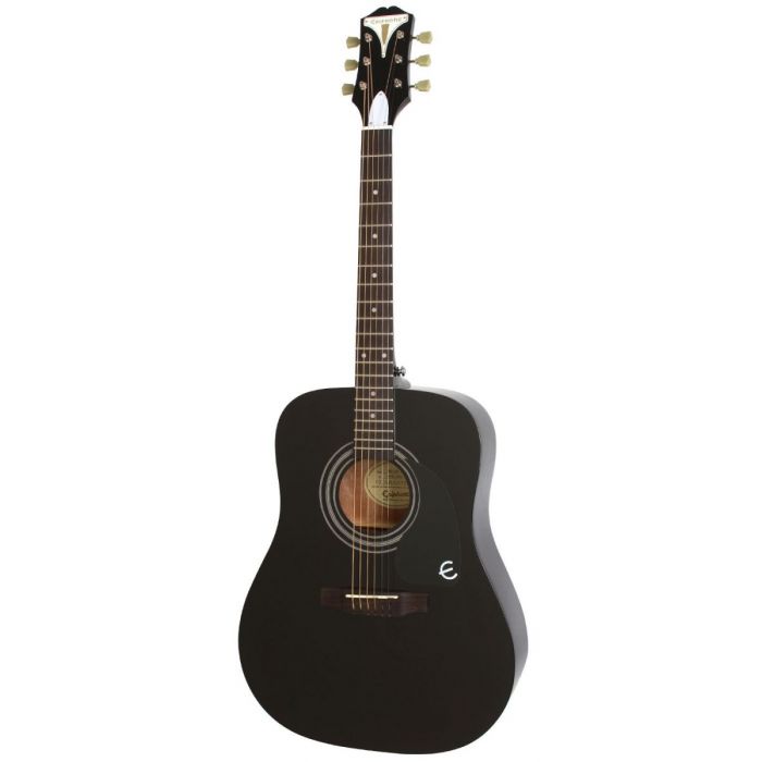 Full frontal view of an Epiphone PRO-1 acoustic guitar with an Ebony finish