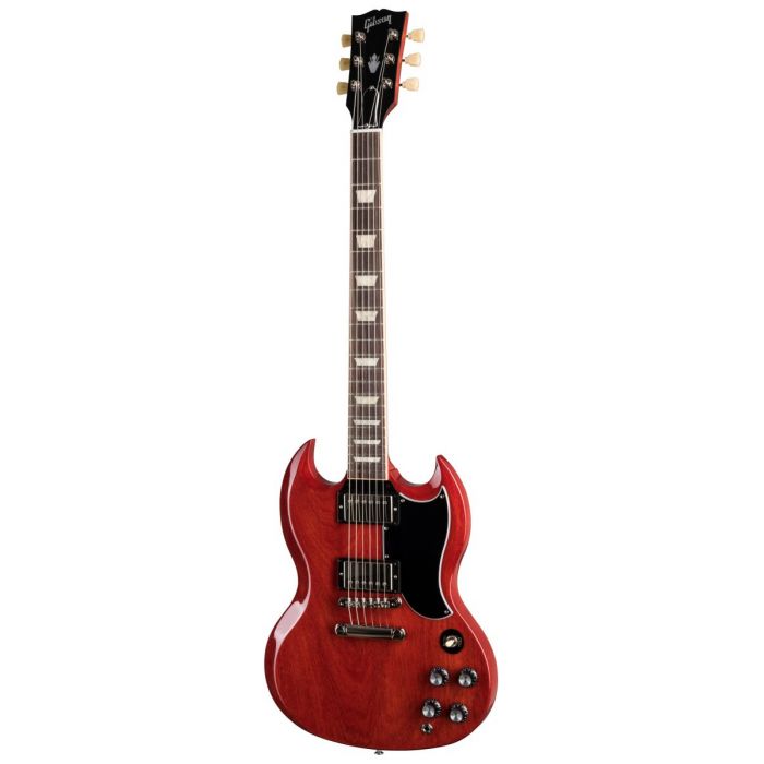 Full frontal image of a Gibson SG Standard 61 electric guitar in Vintage Cherry