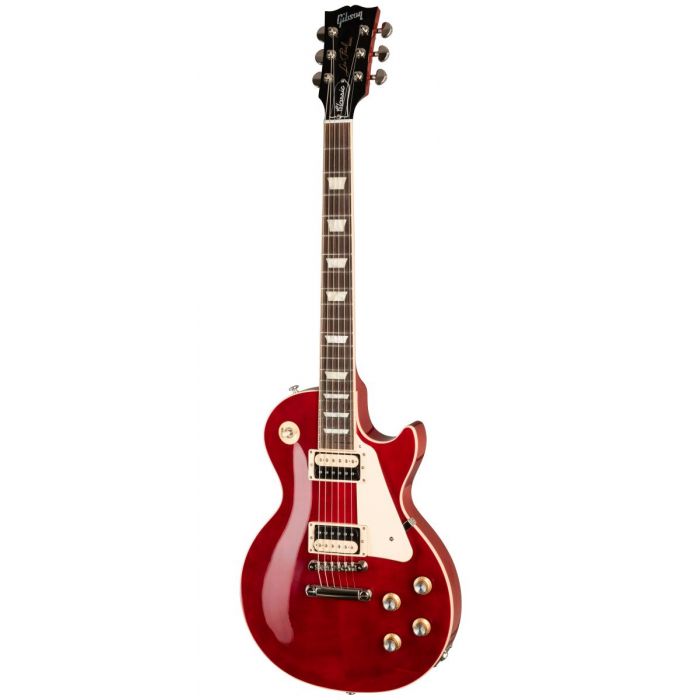 Front view of a Gibson Les Paul Classic Electric Guitar Translucent Cherry