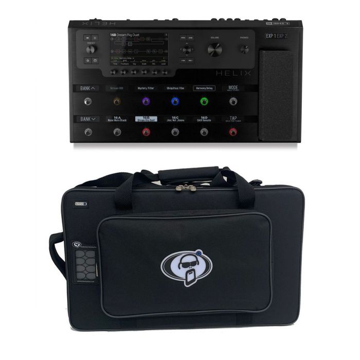 Full view of a Line 6 Helix Floor Effects Processor with Free Soft Case